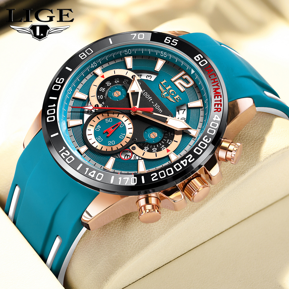 Silicone Sport Band - LIGE Men Wristwatch Fashion Luxury Waterproof