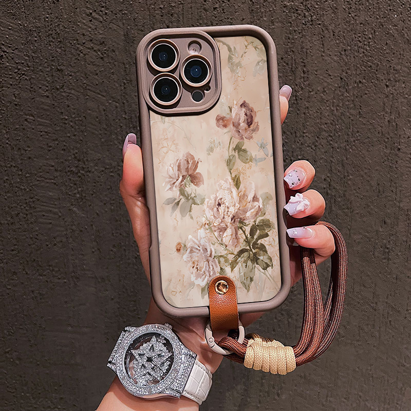 Samsung Galaxy Strap - Vintage Floral Phone Case With Lanyard