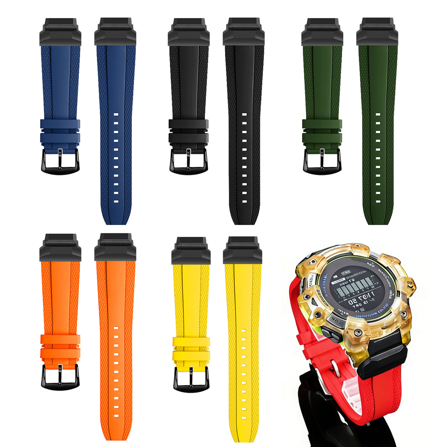 Smartwatch Casio Watches For Men - Modified Waterproof Fluorine Rubber Watch Band