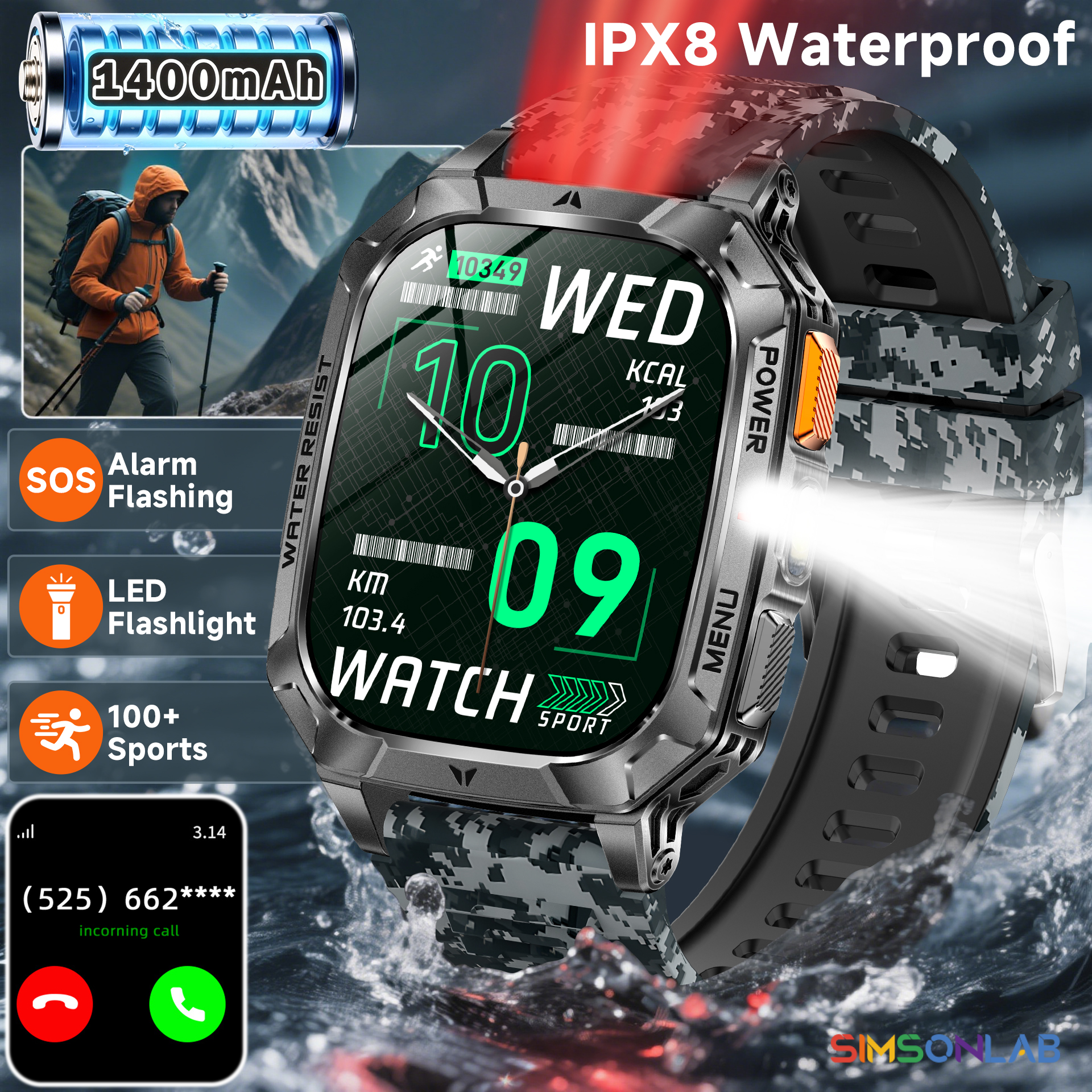 French Connection Watches Smartwatch App - 2026 New Exercise 1400mAh Battery Smart