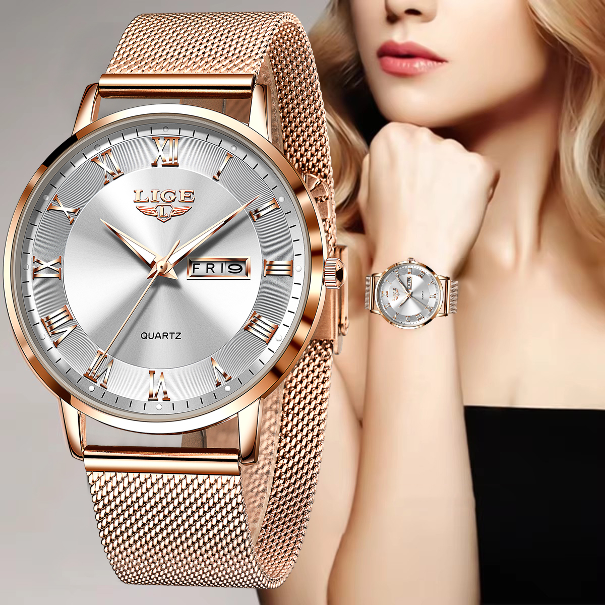 Chronograph Sport Watch - LIGE Fashion Women Watch Top Brand