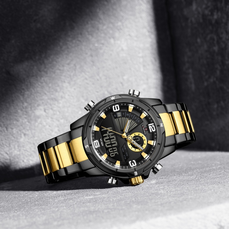 Chronograph Sport Watch - NAVIFORCE Men Dual Display Watch 3ATM