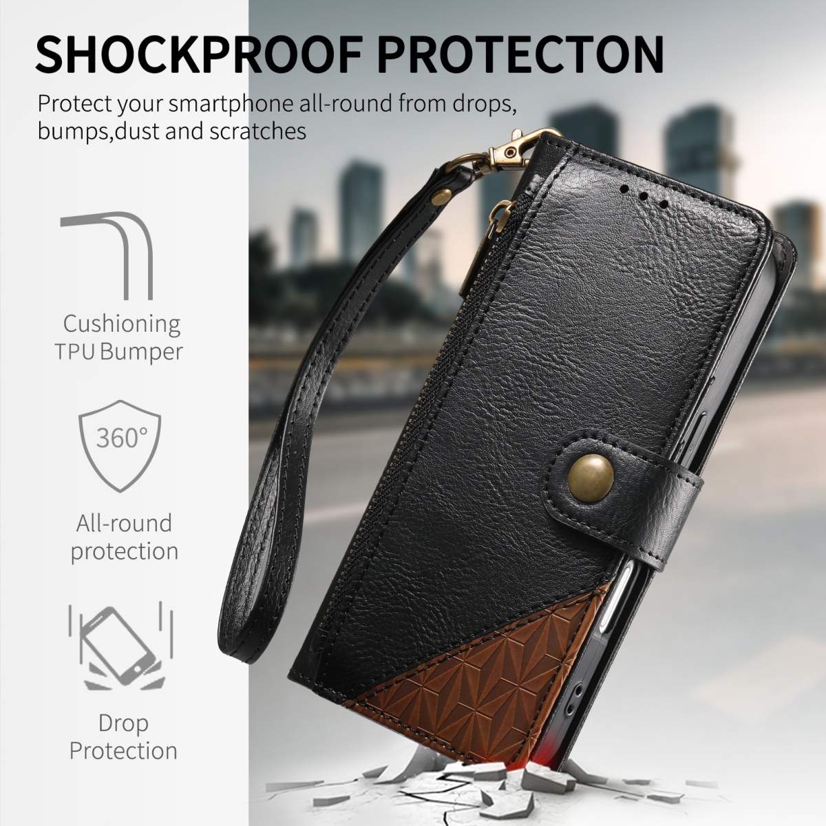 PU Leather Zipper Wrist Strap  - Samsung Galaxy Strap recensione e prezzo