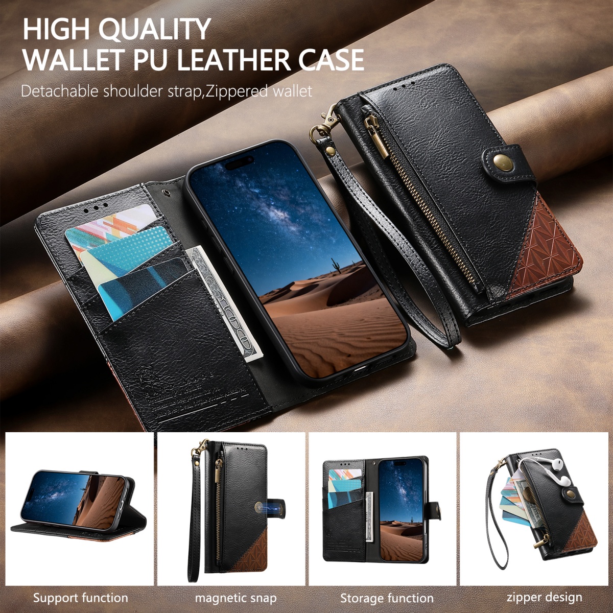 PU Leather Zipper Wrist Strap  - Samsung Galaxy Strap recensione e prezzo