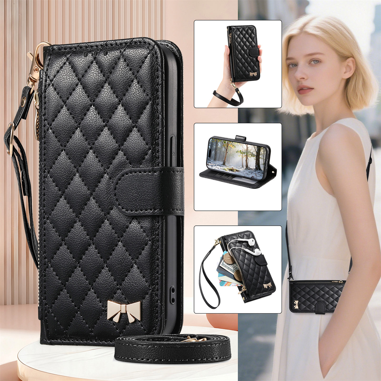 PU Leather Zipper Crossbody Wr - Samsung Galaxy Strap recensione e prezzo