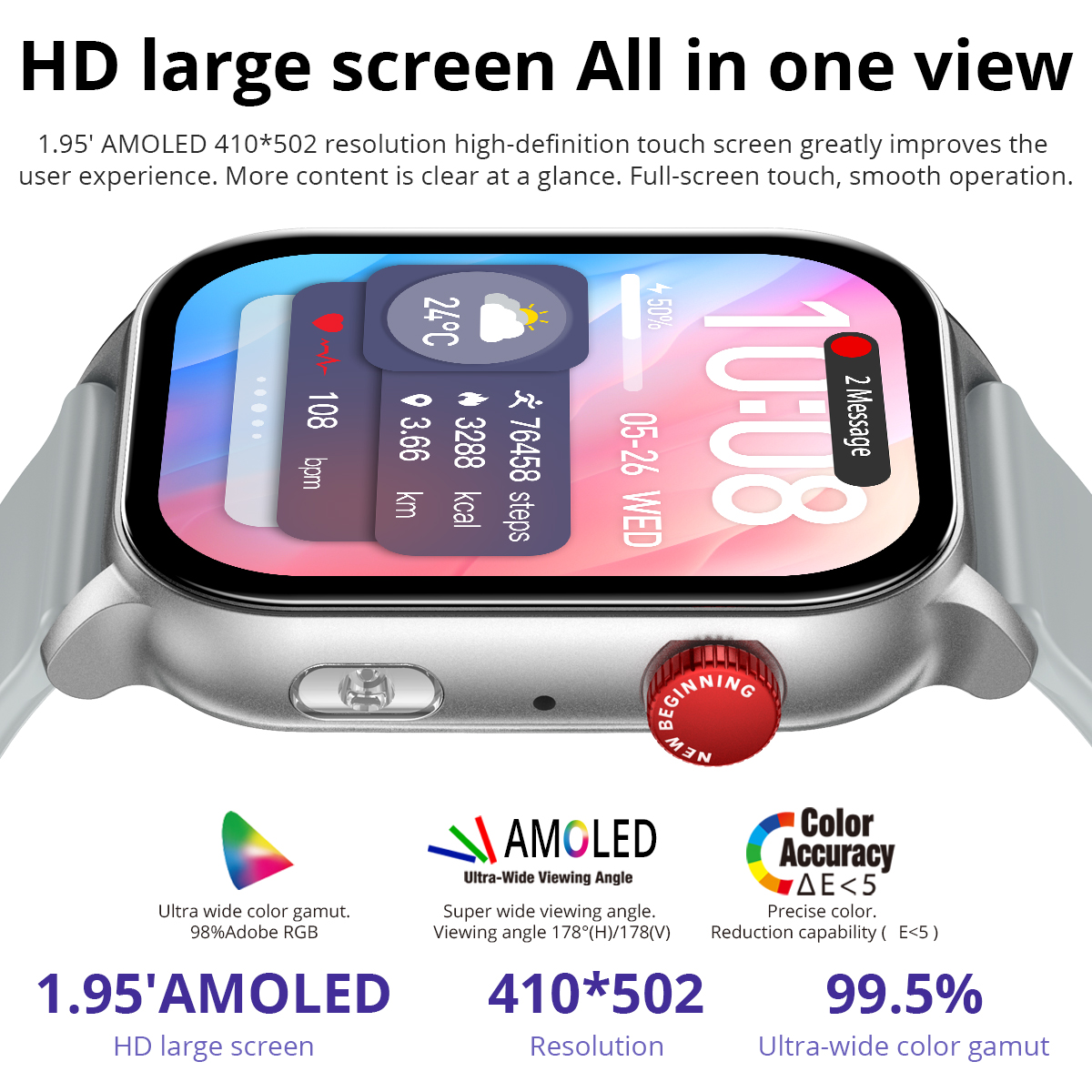 2024 COLMI P78 1.95'' HD AMOLE - Smartwatch El recensione e prezzo
