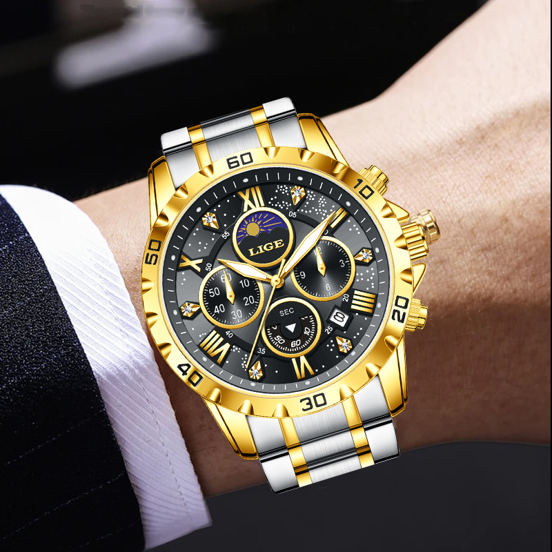 LIGE Top Brand Luxury Quartz M - Chronograph Sport Watch recensione e prezzo