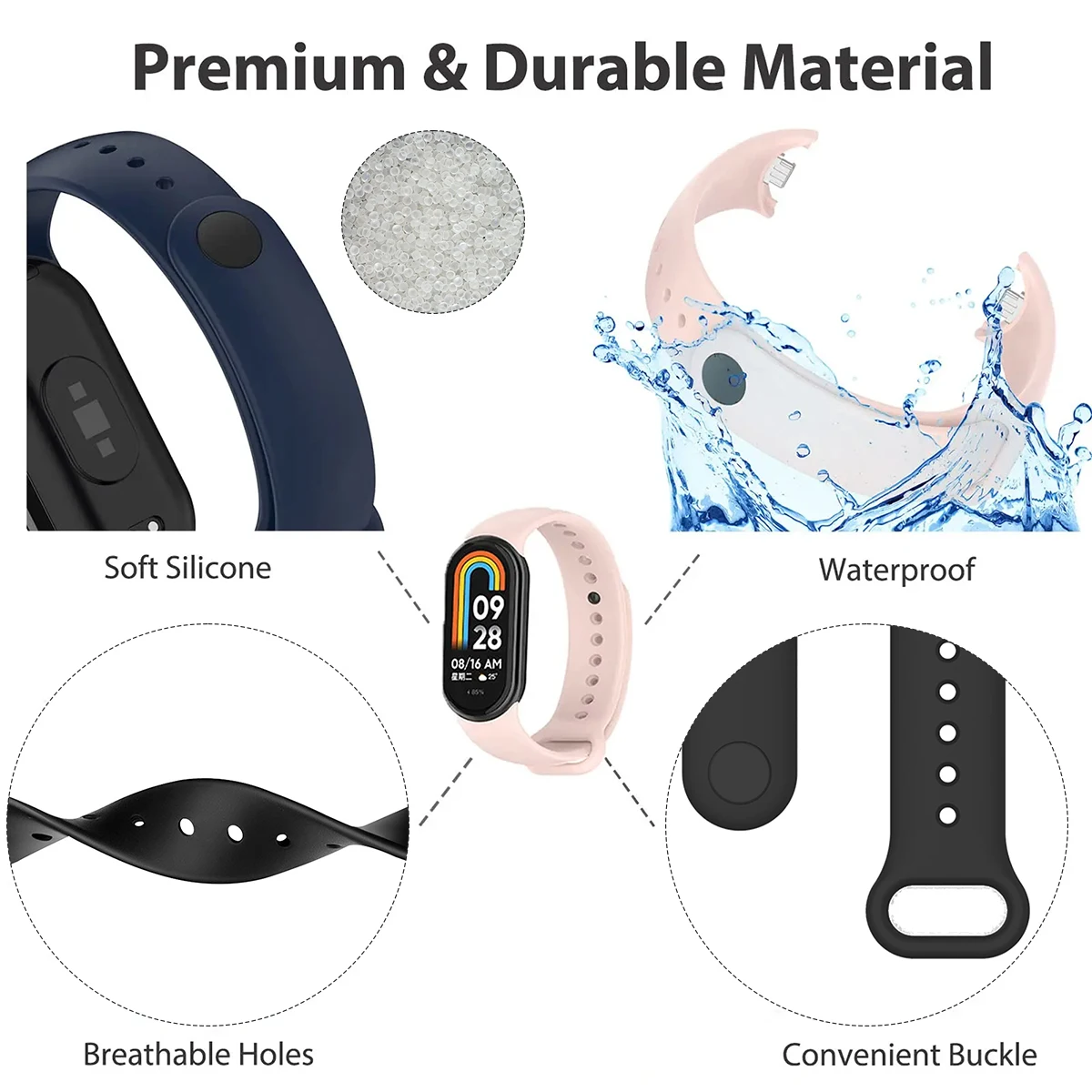 Strap for Xiaomi Mi Band 9/9 N - Silicone Sport Band recensione e prezzo