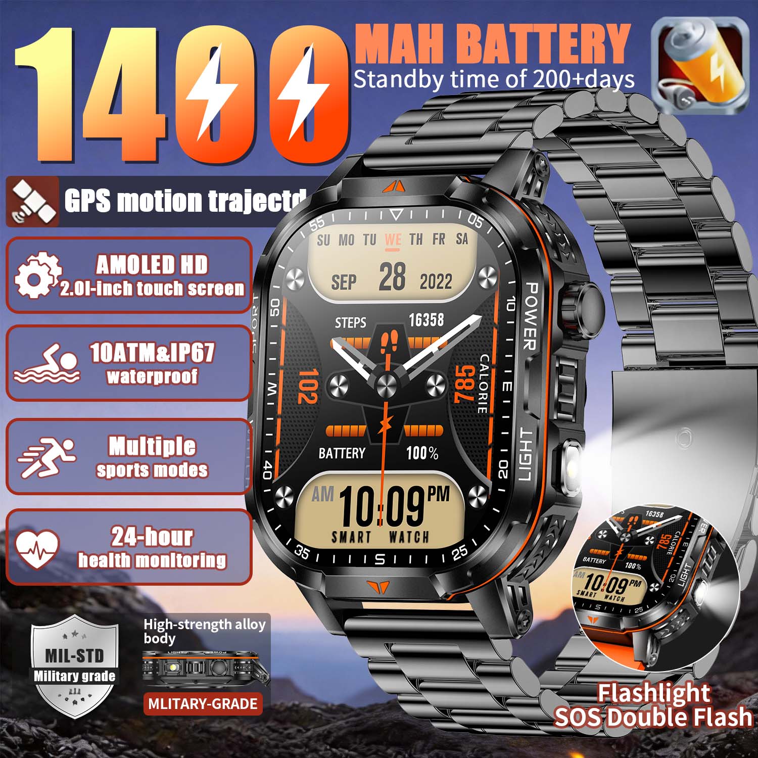 2026 New Military 1400mAh Batt - French Connection Watches Smartwatch App recensione e prezzo