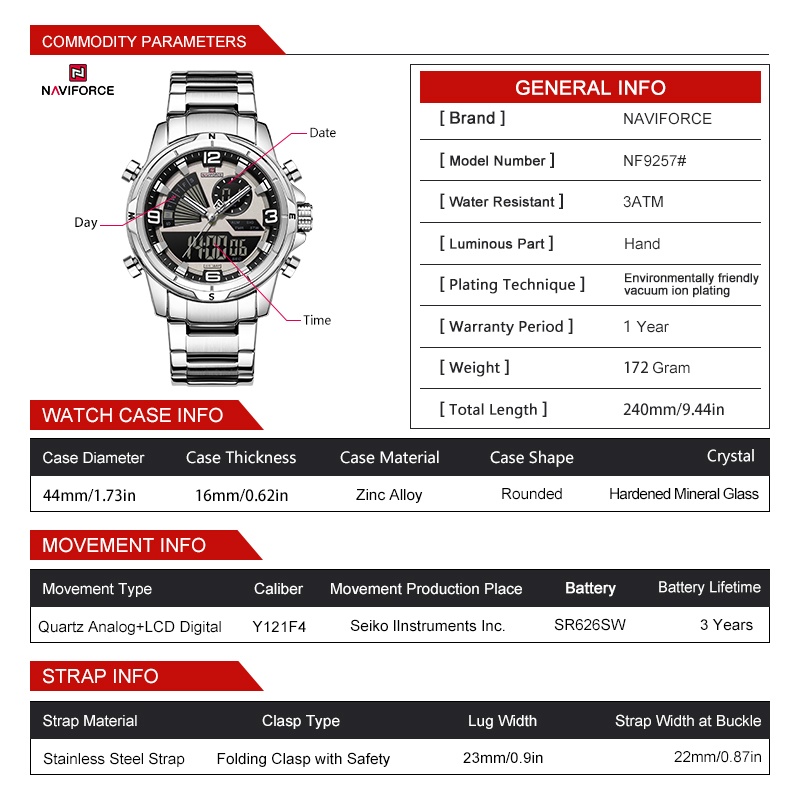 NAVIFORCE Men Dual Display Wat - Chronograph Sport Watch recensione e prezzo